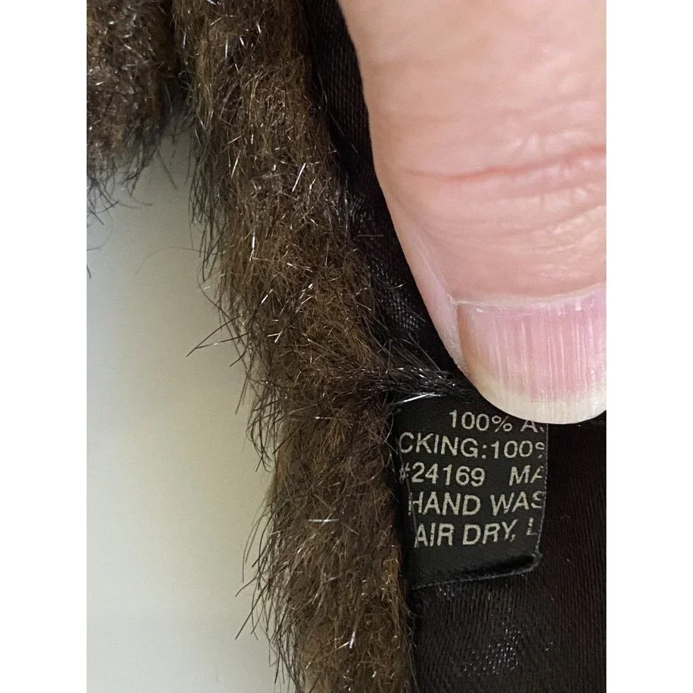 Vintage 60s Faux‎ Fur Shrug Wrap Cape Stole Brown Lined Stay Put 38